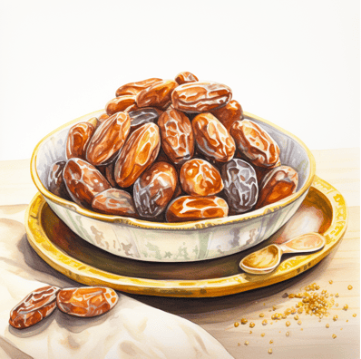 Bowl of pitted dates