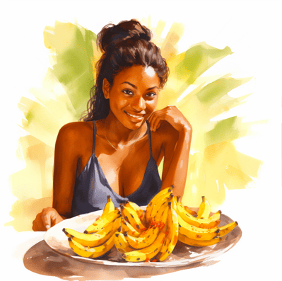 Young woman with a plate of plantains
