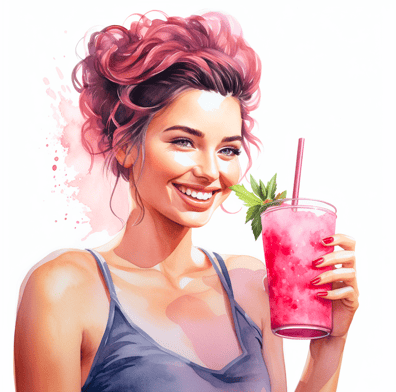 Woman drinking a dragonfruit smoothie