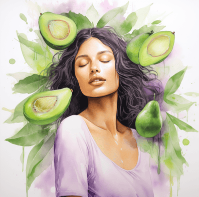 Woman with avocados
