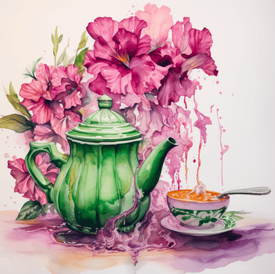 Teapot of hibiscus tea