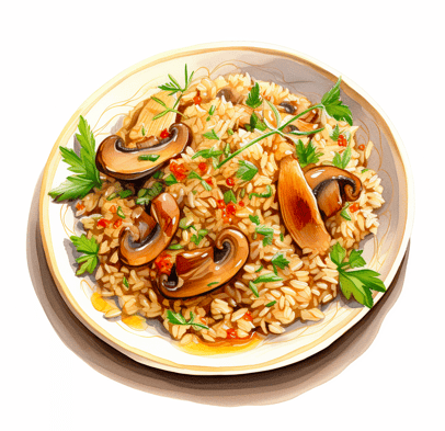 Brown rice with mushrooms