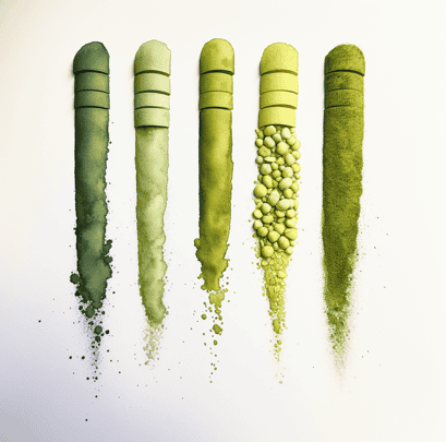 Different grades of matcha