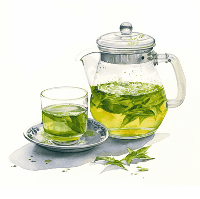 Teapot of sencha tea