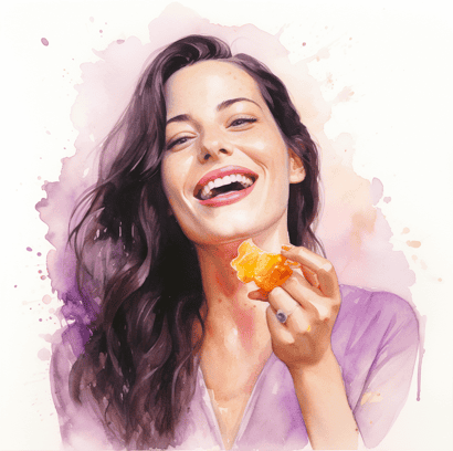 Woman eating papaya