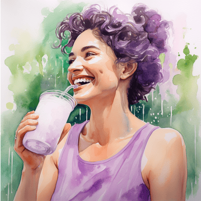 Woman enjoying a plant-based milk