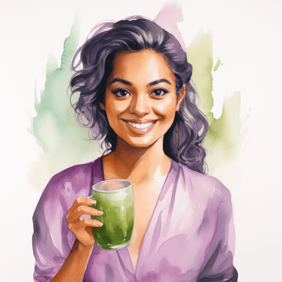 Woman with green tea