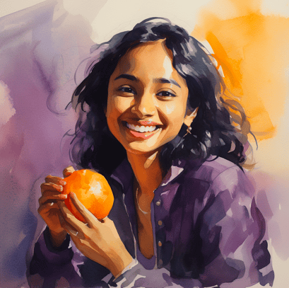 Young woman with an orange