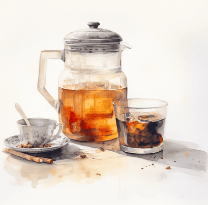 Glass teapot with caffeinated chai tea