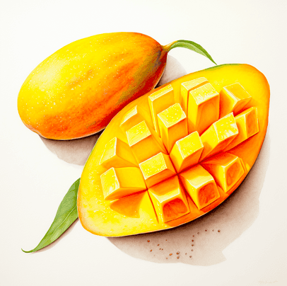 Cut mango in grid pattern
