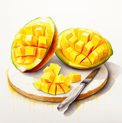 Sliced mango on a plate