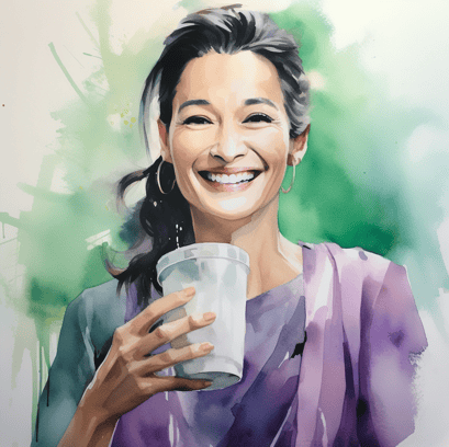 Woman drinking soy milk