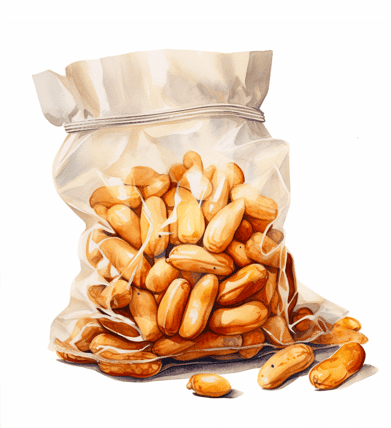 Freezer bag of peanuts