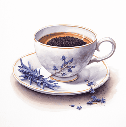 Tea with blue flowers