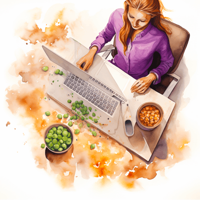 Women at office with roasted chickpeas