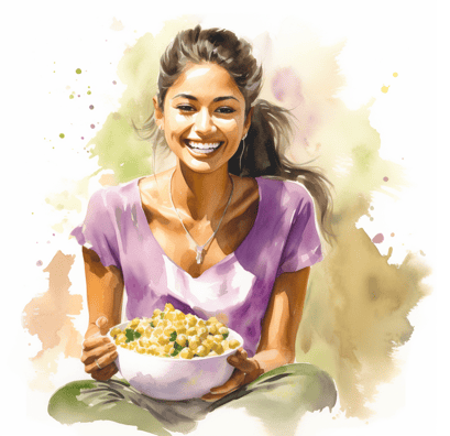 Woman enjoying chickpeas